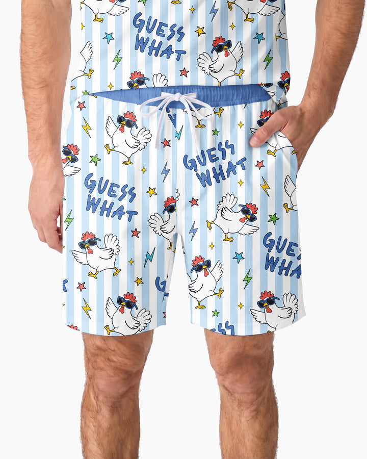 Guess What? Chicken Butt! Bamboo Men Short Sleeve Short Pajama Set