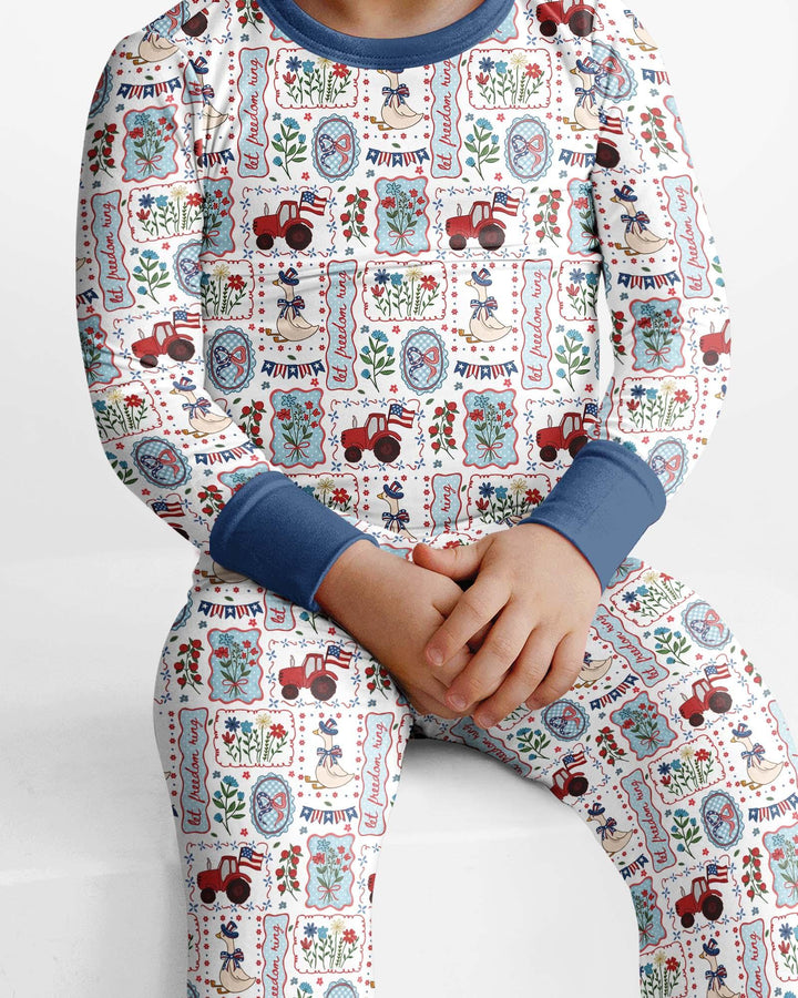 Zweiteiliges Langarm-Pyjama-Set mit Sommerfrüchten