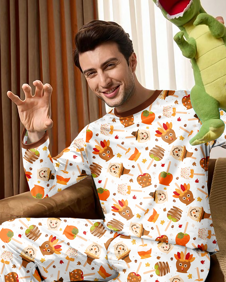 Fall Caramel Apple Family Matching Bamboo Men's Pajama Set
