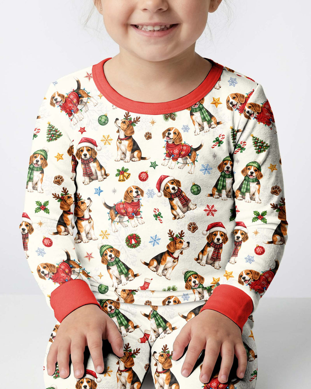 Beagle Christmas Bamboo Two Piece Long Sleeve Pajama Set