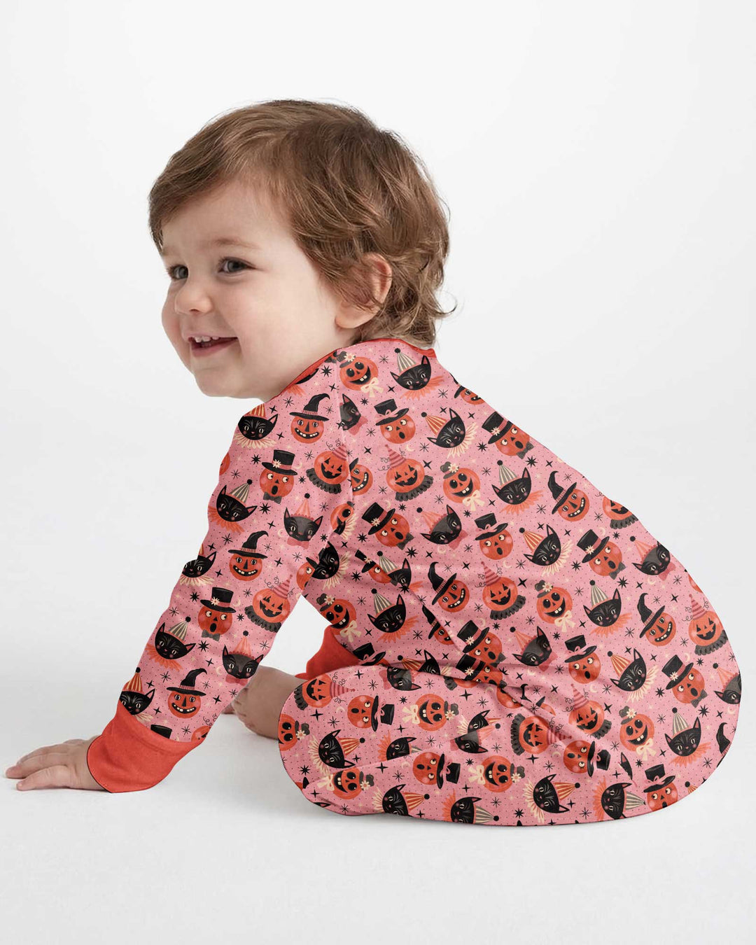 Retro Halloween Cats and Funny Pumpkins Bamboo Convertible Zippy