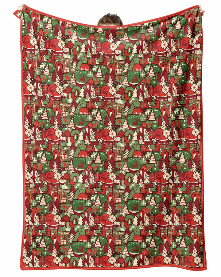 Christmas Time Mosaic Bamboo Blanket