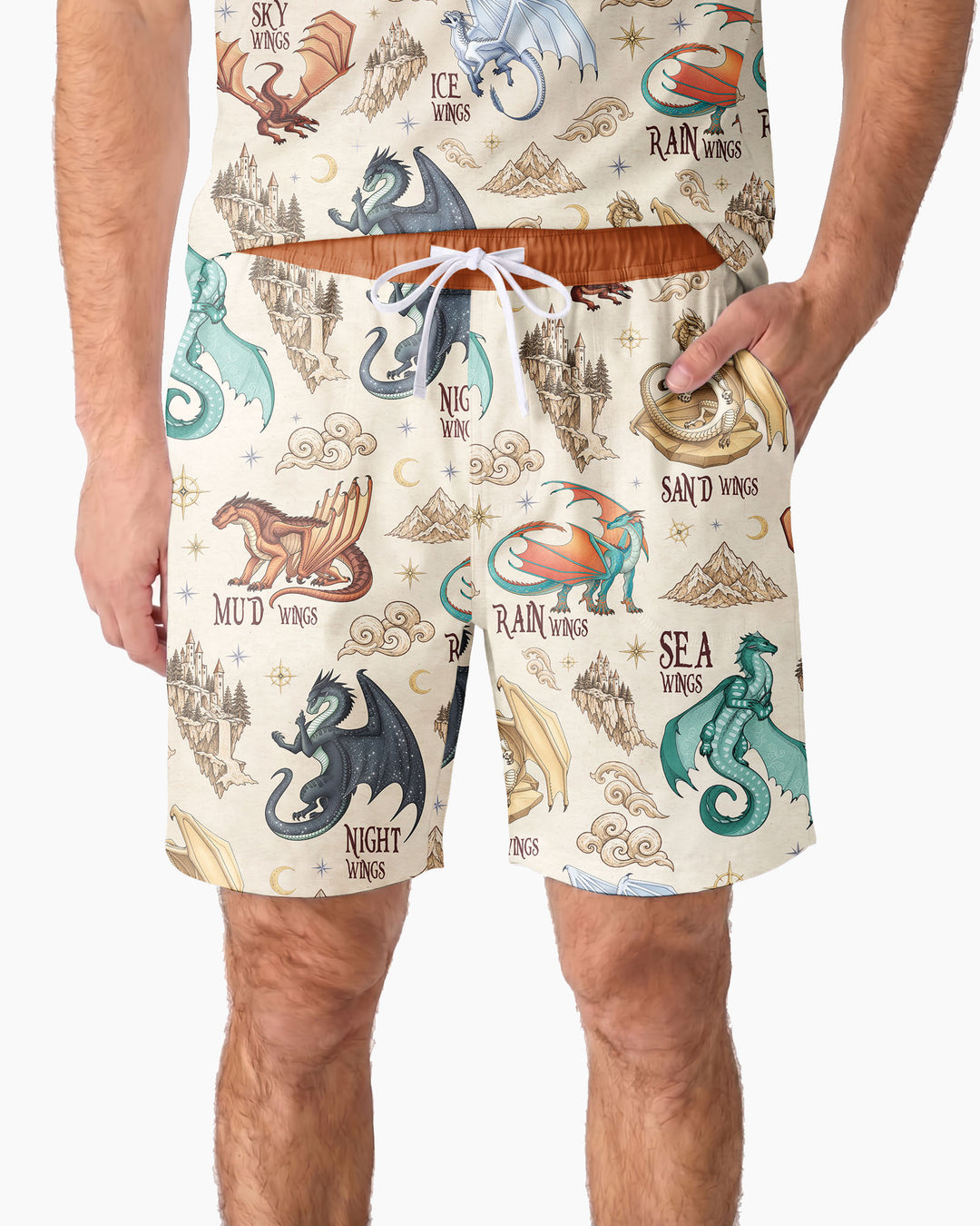Elemental Dragons Bamboo Men Short Sleeve Short Pajama Set
