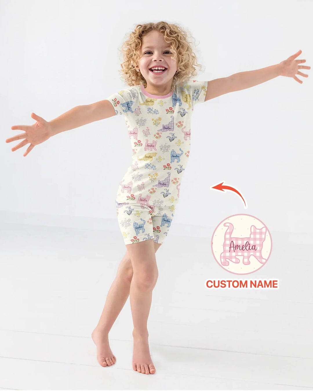 Zweiteiliges Pyjama-Set mit kurzen Ärmeln und Shorts im Sommer-Design