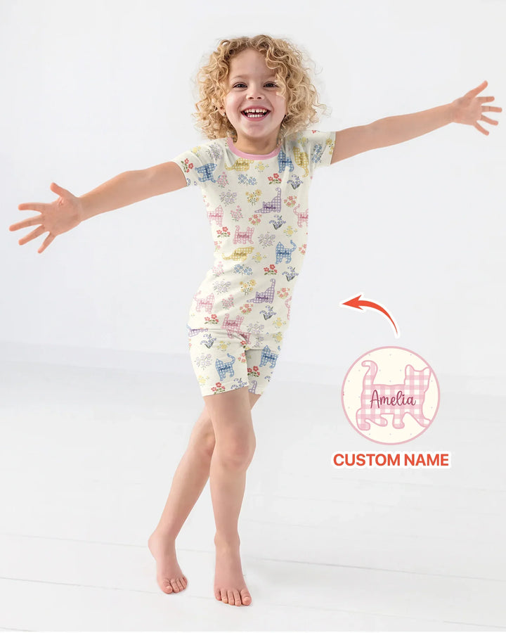 Zweiteiliges Pyjama-Set mit kurzen Ärmeln und Shorts im Sommer-Design