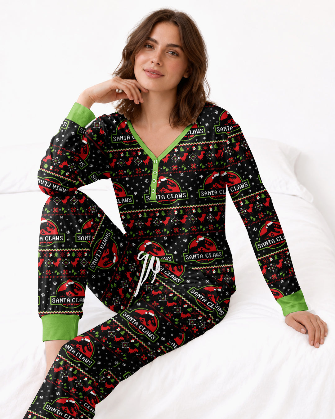 Santa Claws Christmas Bamboo Women Pajama Set