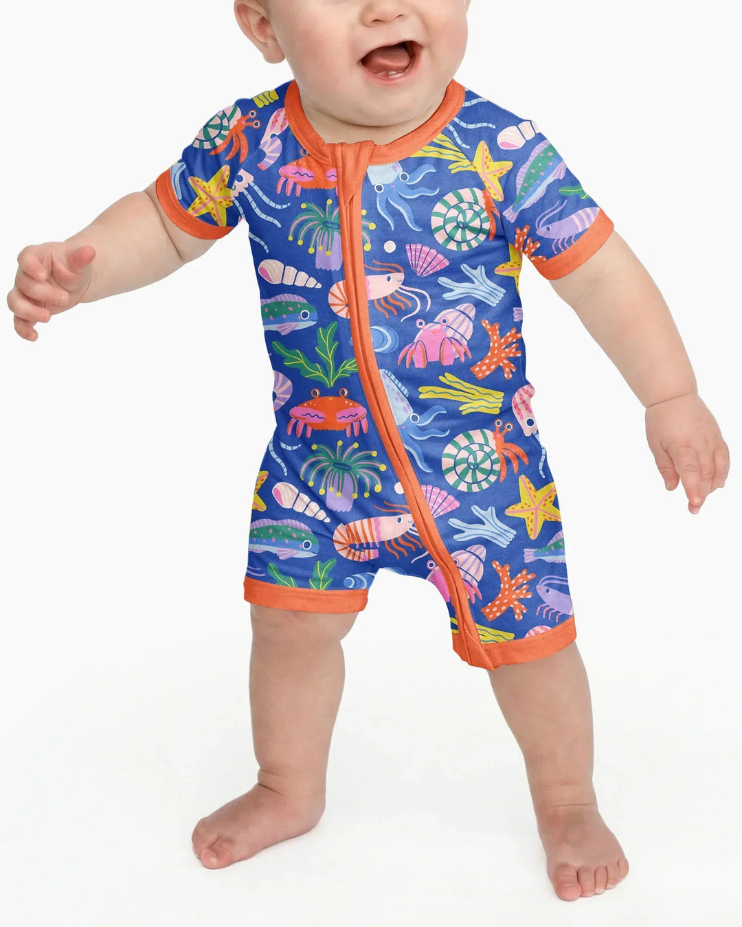 Under the Sea Bamboo Shorty Zippered Romper