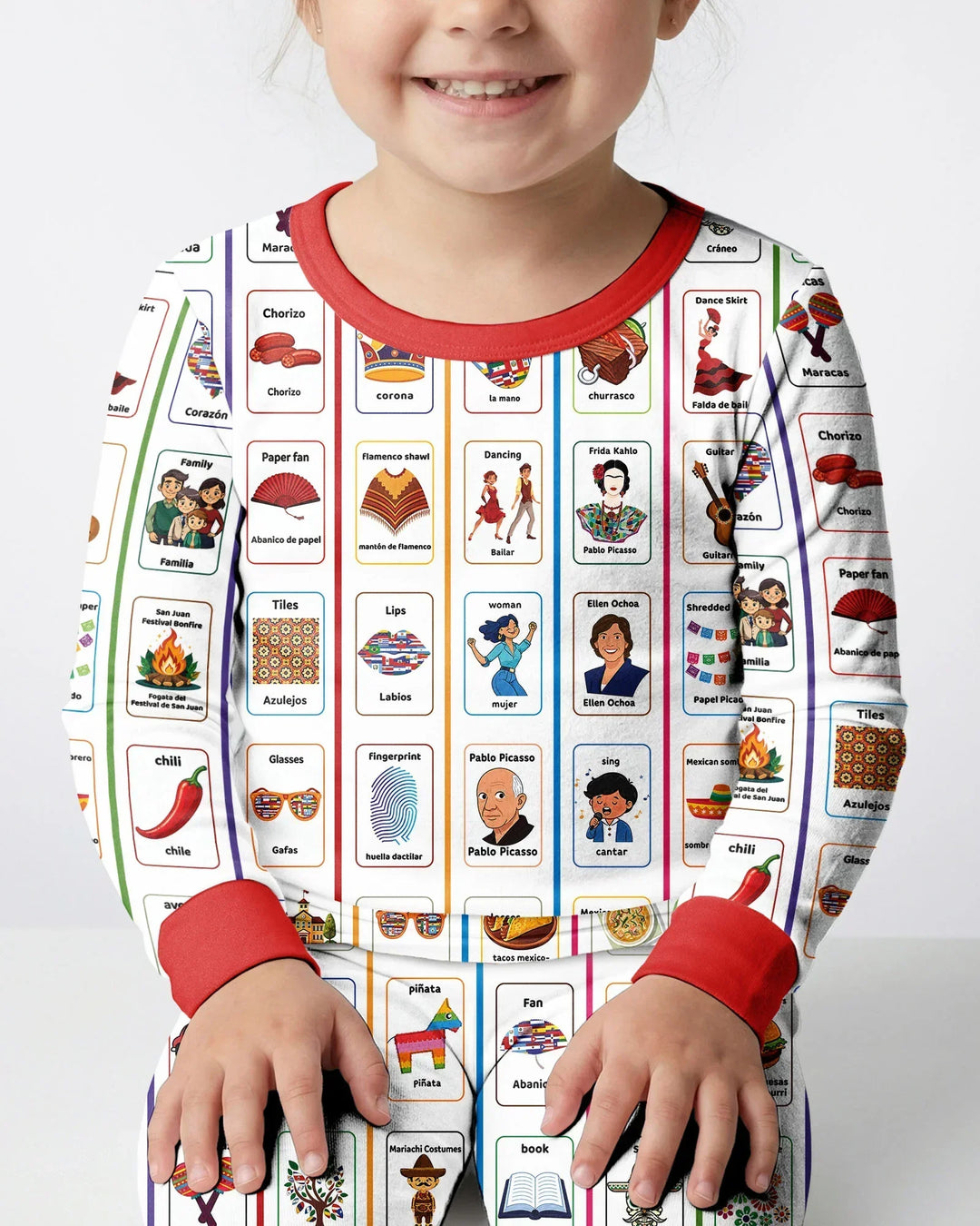 Zweiteiliges Langarm-Pyjama-Set mit Sommerfrüchten