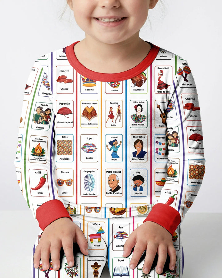Zweiteiliges Langarm-Pyjama-Set mit Sommerfrüchten
