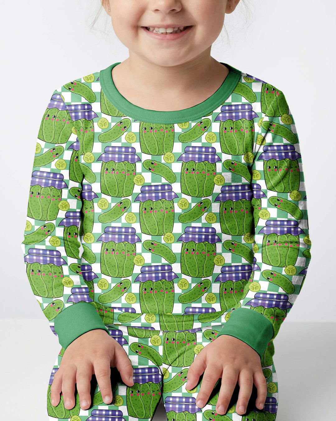 Kawaii Pickle Jar Bamboo Two Piece Long Sleeve Pajama Set