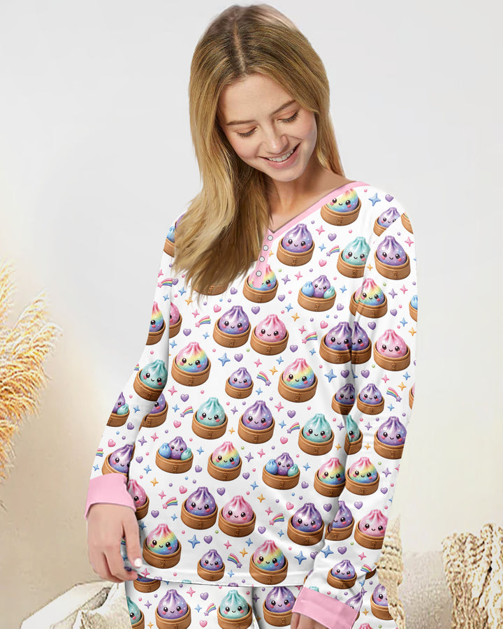 Cute Glitter Dumpling Bamboo Women Pajama Set
