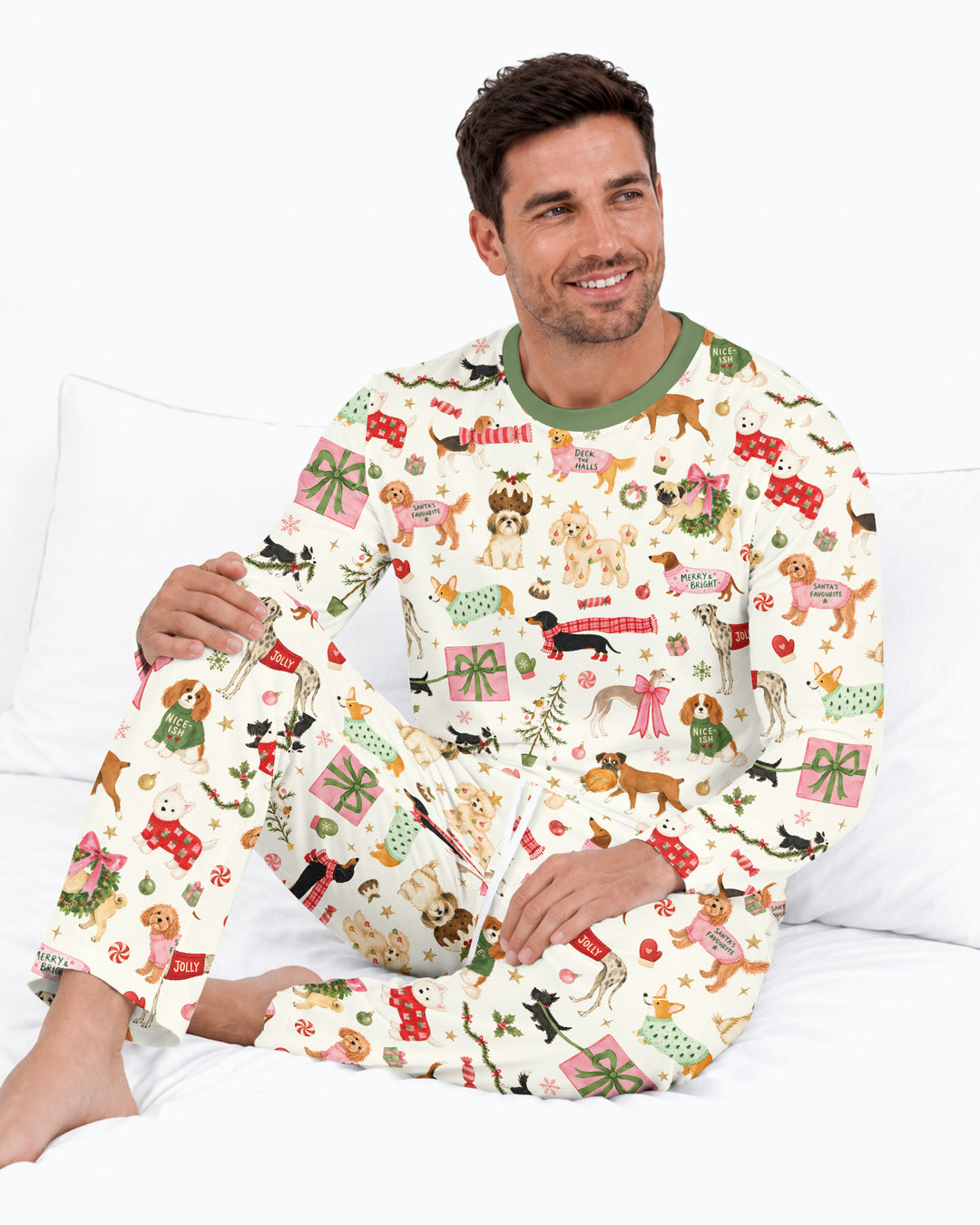 Festive Dog Merry Woofmas Bamboo Men's Pajama Set