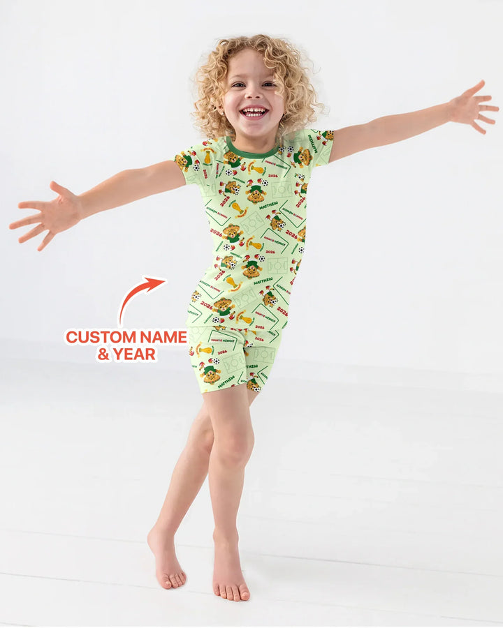 Zweiteiliges Pyjama-Set mit kurzen Ärmeln und Shorts im Sommer-Design