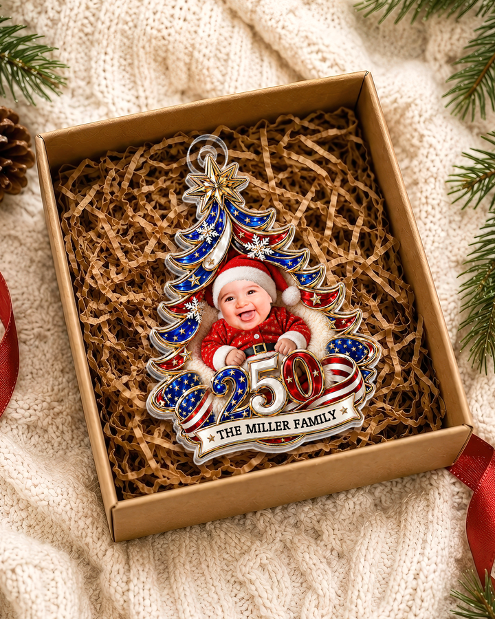 Stars And Stripes Personalized 1-Side Photo Acrylic Ornament