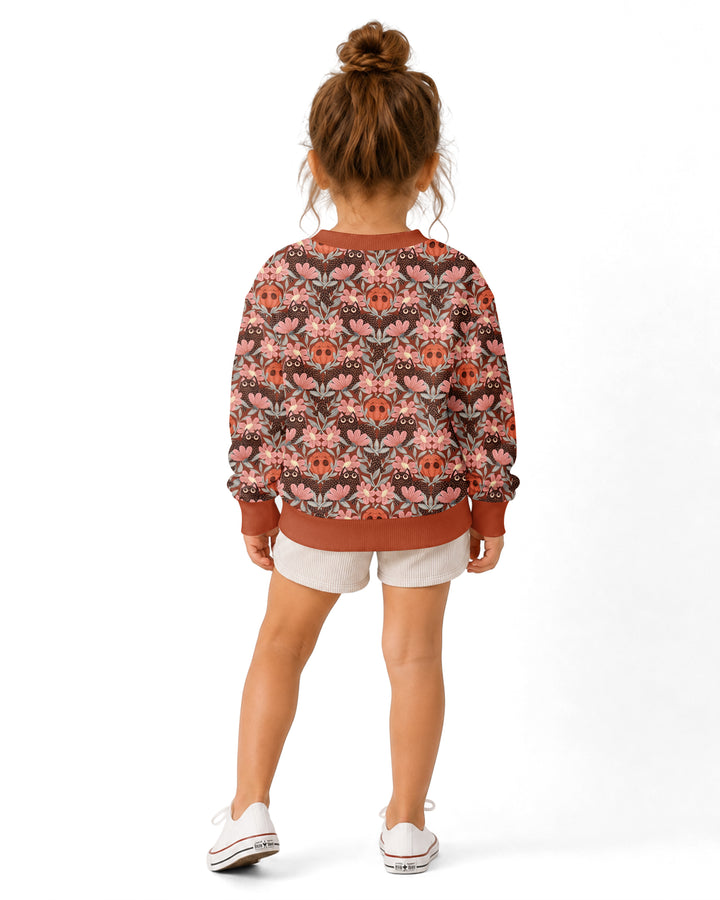 Spooky Owl Pumpkin Folk Floral Halloween Bamboo Crewneck Sweatshirt