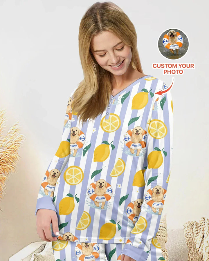 Custom Image Summer Lemon Bamboo Women Pajama Set