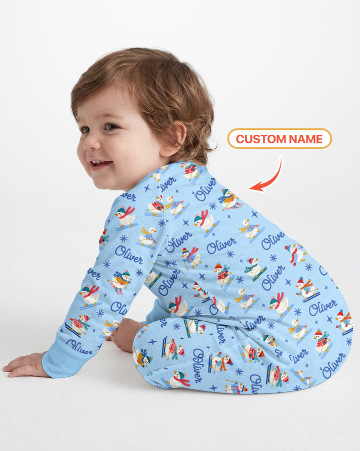 Custom Name Skiing Goose Bamboo Convertible Zippy