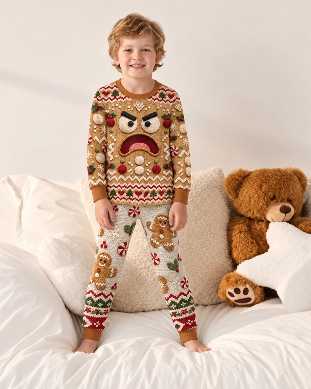 Grumpy Gingerbread Crew Bamboo Two Piece Long Sleeve Pajama Set