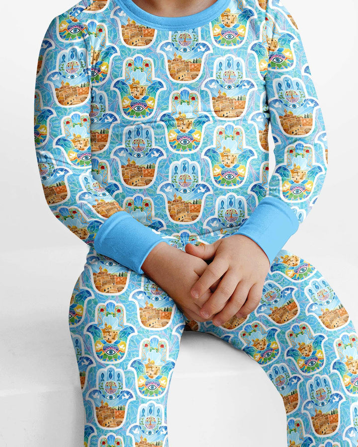 Zweiteiliges Langarm-Pyjama-Set mit Sommerfrüchten