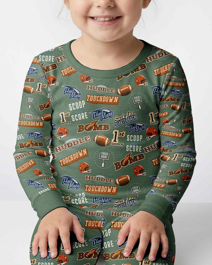 Football Lingo Bamboo Two Piece Long Sleeve Pajama Set