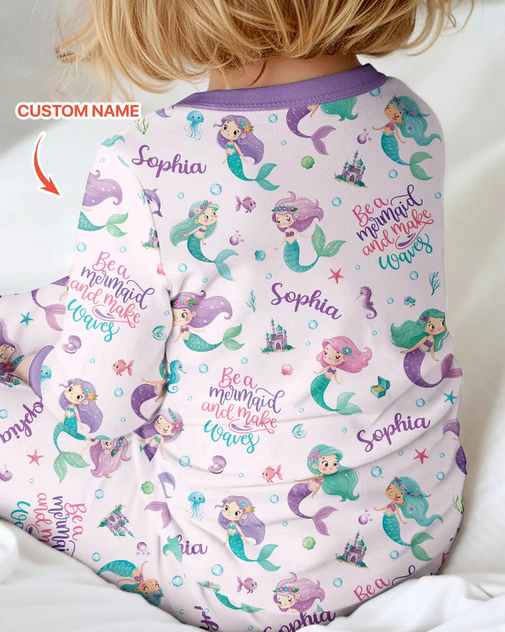 Custom Name Mermaid Make Waves Bamboo Convertible Zippy