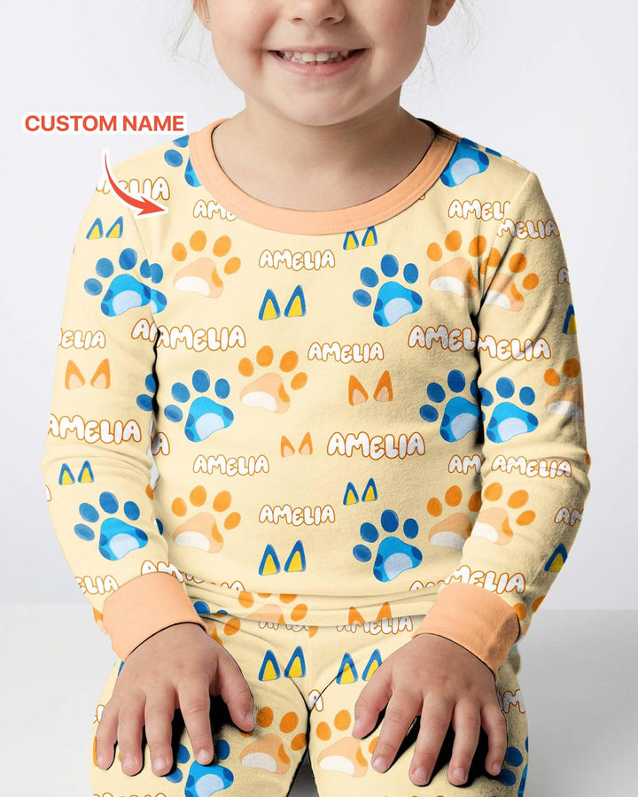 Zweiteiliges Langarm-Pyjama-Set mit Sommerfrüchten
