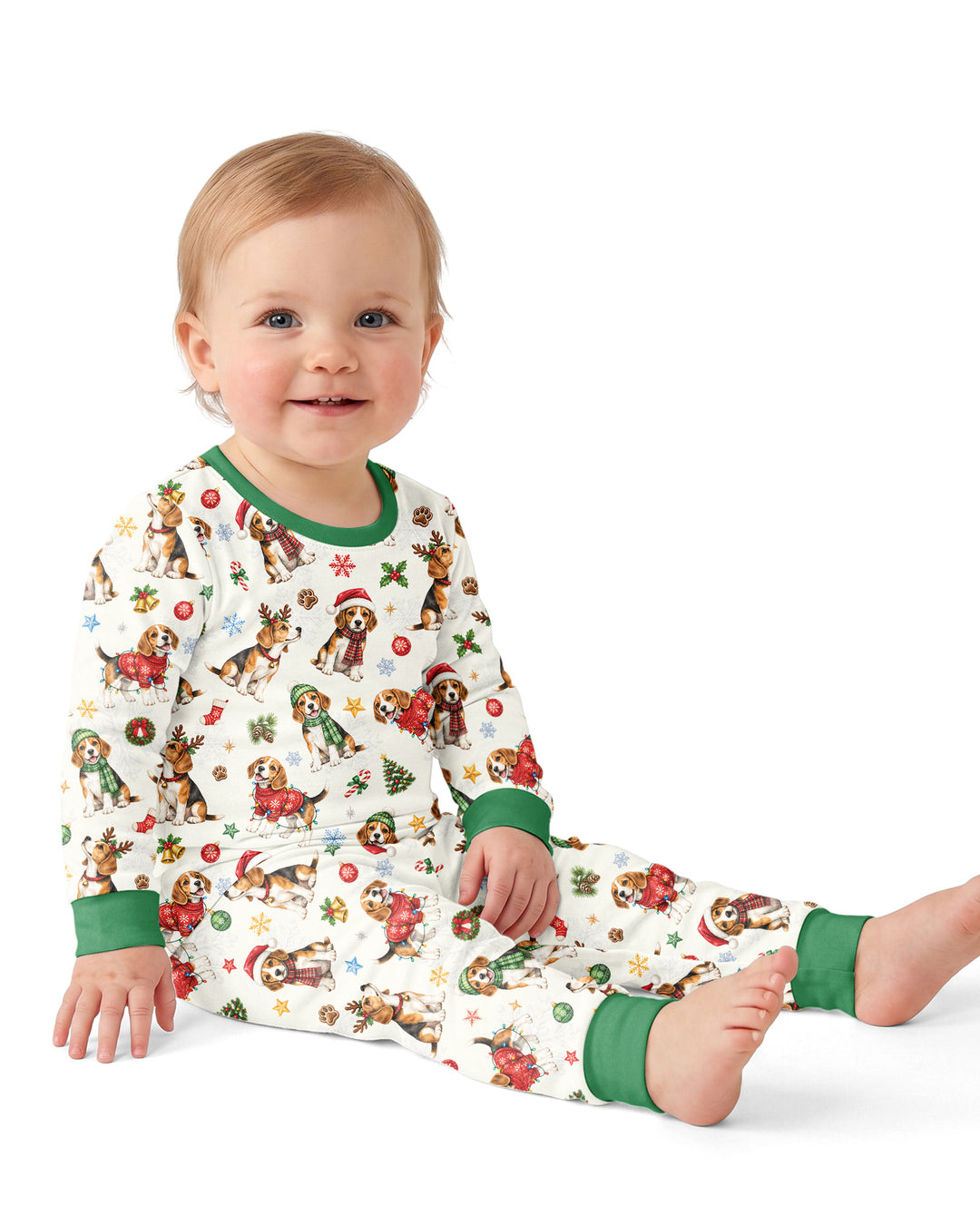 Beagle Christmas Bamboo Two Piece Long Sleeve Pajama Set
