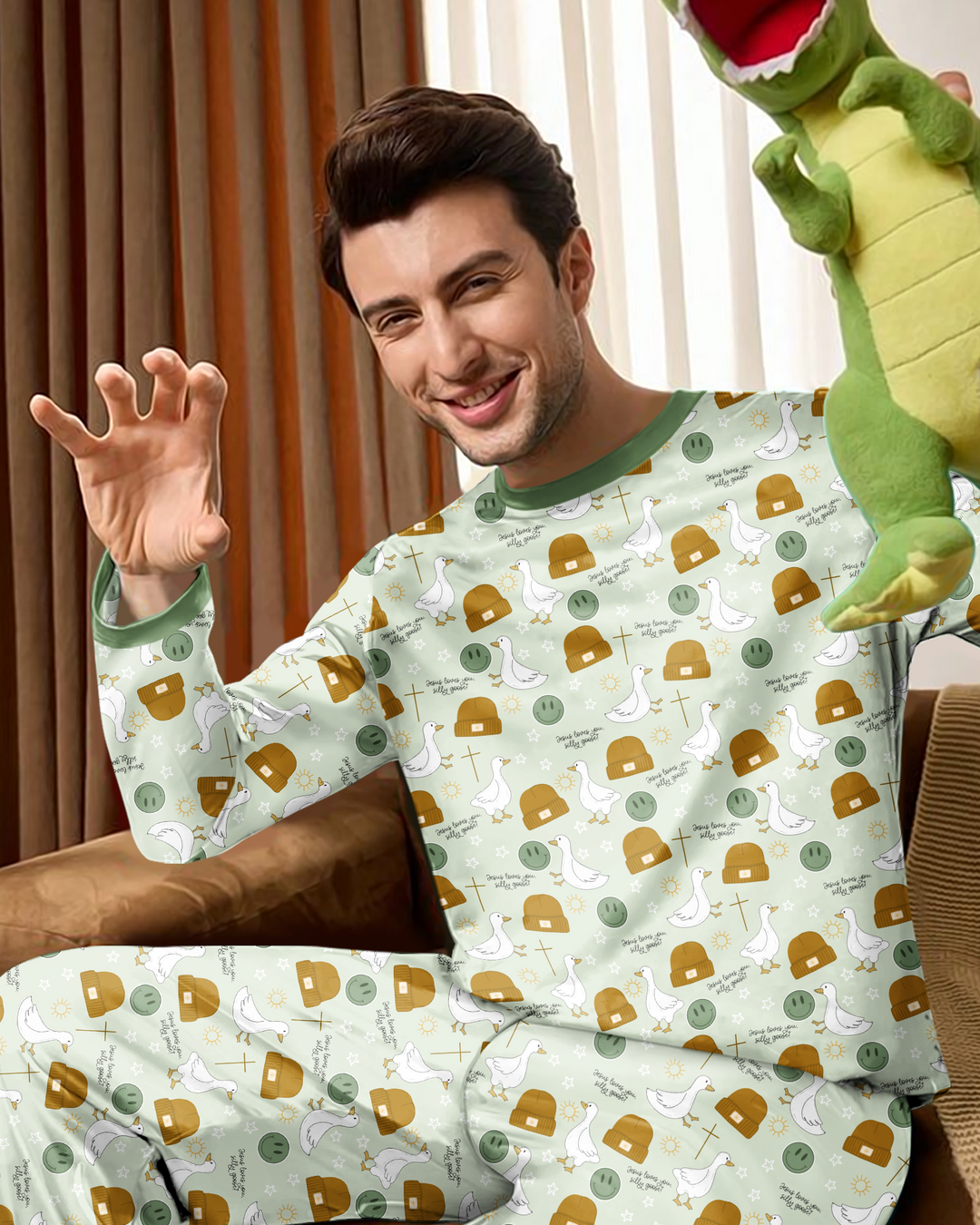 Jesus Loves You Silly Goose Bamboo Men's Pajama Set