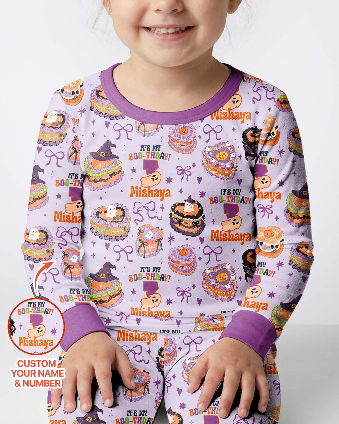 Custom Halloween Birthday Bamboo Two Piece Long Sleeve Pajama Set