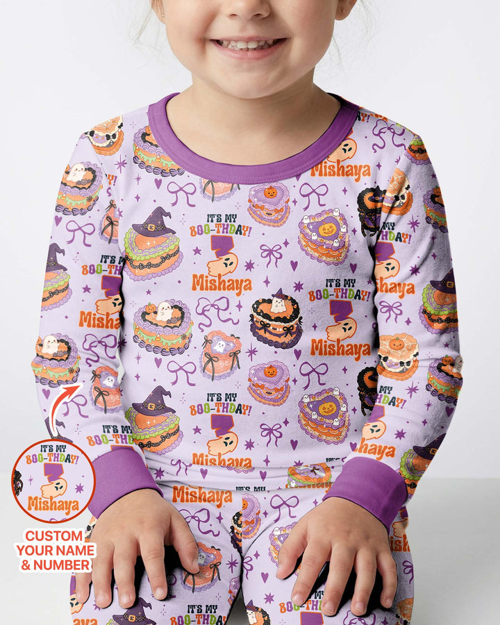 Custom Halloween Birthday Bamboo Two Piece Long Sleeve Pajama Set