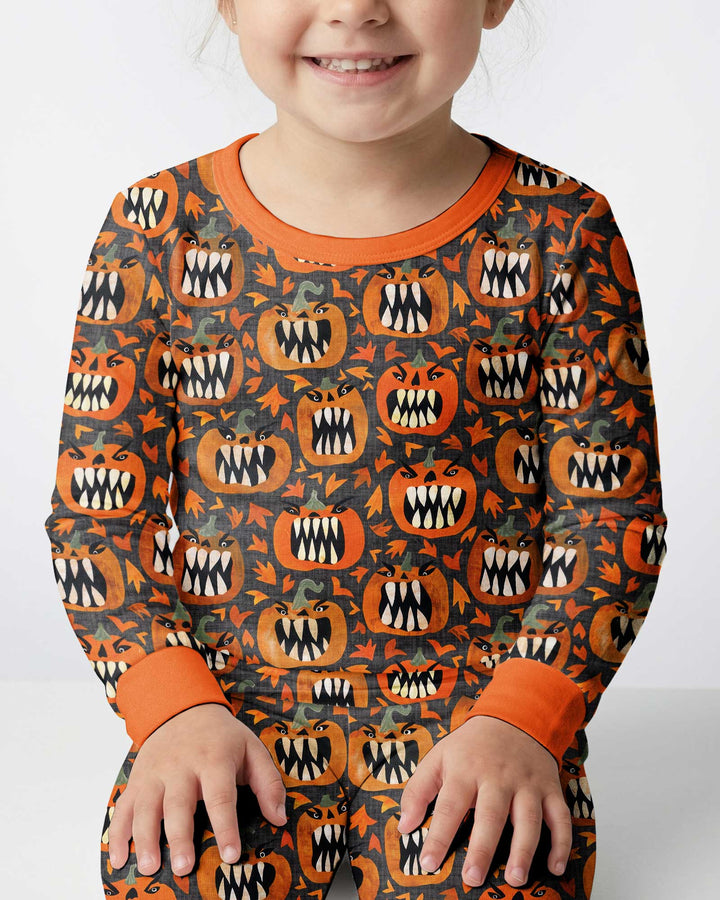 Pumpkin Monsters Bamboo Two Piece Long Sleeve Pajama Set