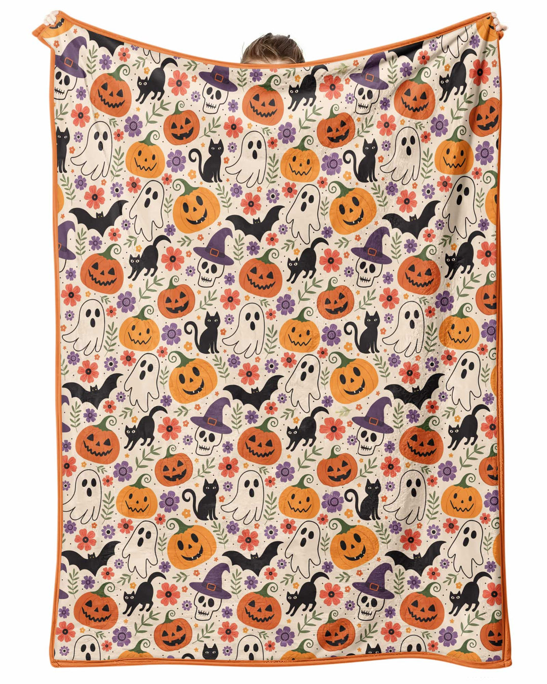 Spooky Halloween Floral Delight Bamboo Blanket
