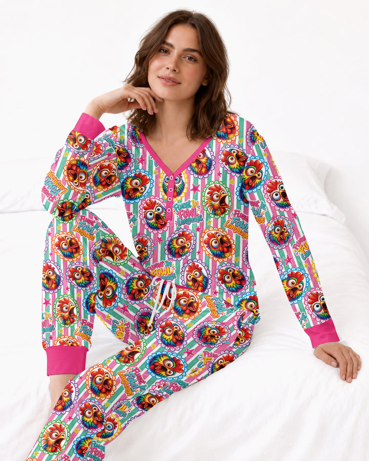 Fluent In Fowl Language Bamboo Women Pajama Set
