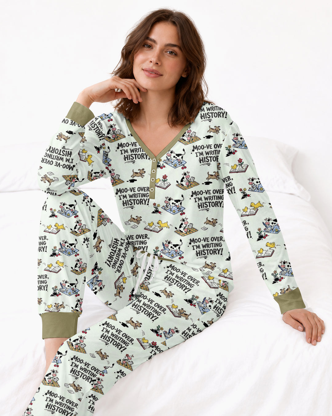 Writing Moo History Bamboo Women Pajama Set