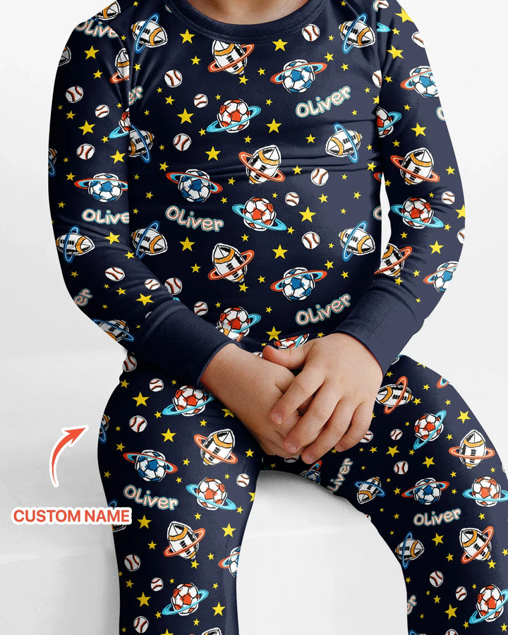 Zweiteiliges Langarm-Pyjama-Set mit Sommerfrüchten