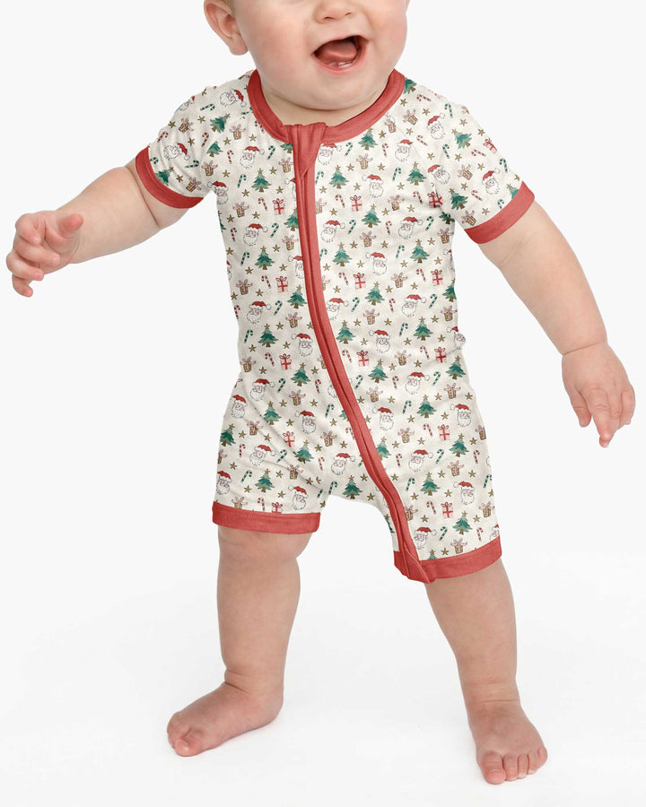 Snowy Santa Bamboo Shorty Zippy
