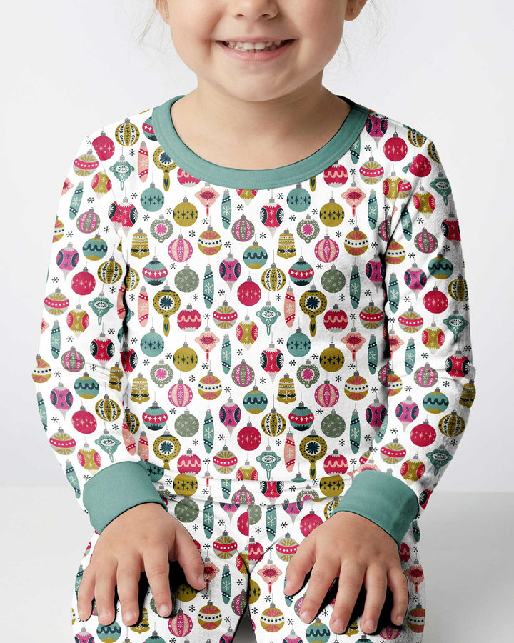 Tiny Christmas Ornaments   Bamboo Two Piece Long Sleeve Pajama Set