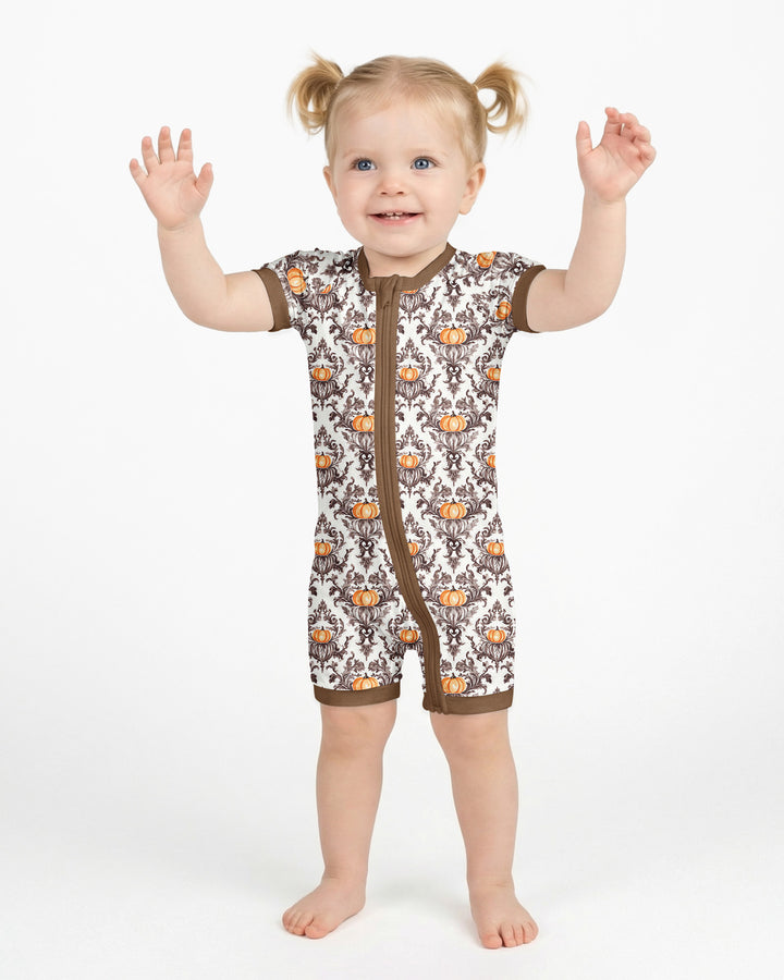 Pumpkin Toile Family Matching Bamboo Shorty Zippy