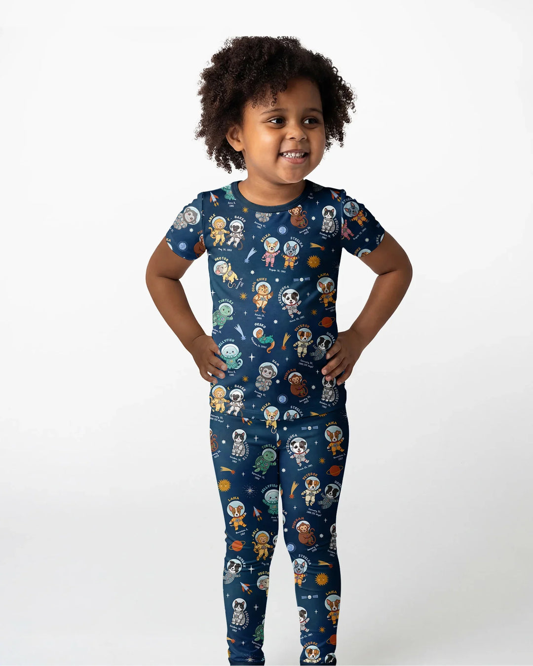 Animal Astronauts Bamboo Two Piece Short Sleeve Pajama Set