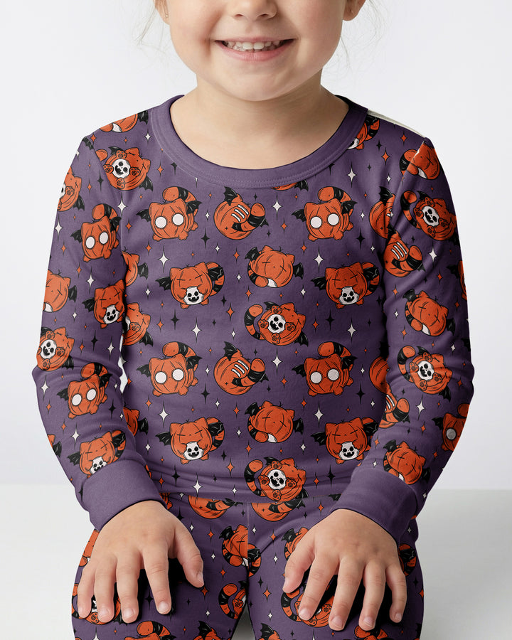 Batty Pumpkin Cats Bamboo Two Piece Long Sleeve Pajama Set