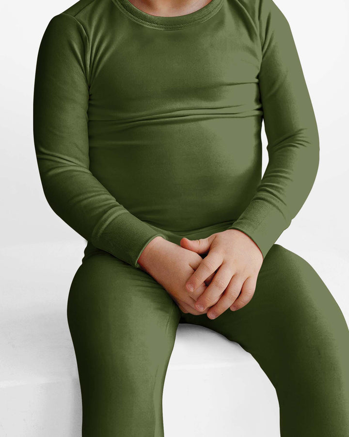 Dark Olive Green Bamboo Two Piece Pajama Set