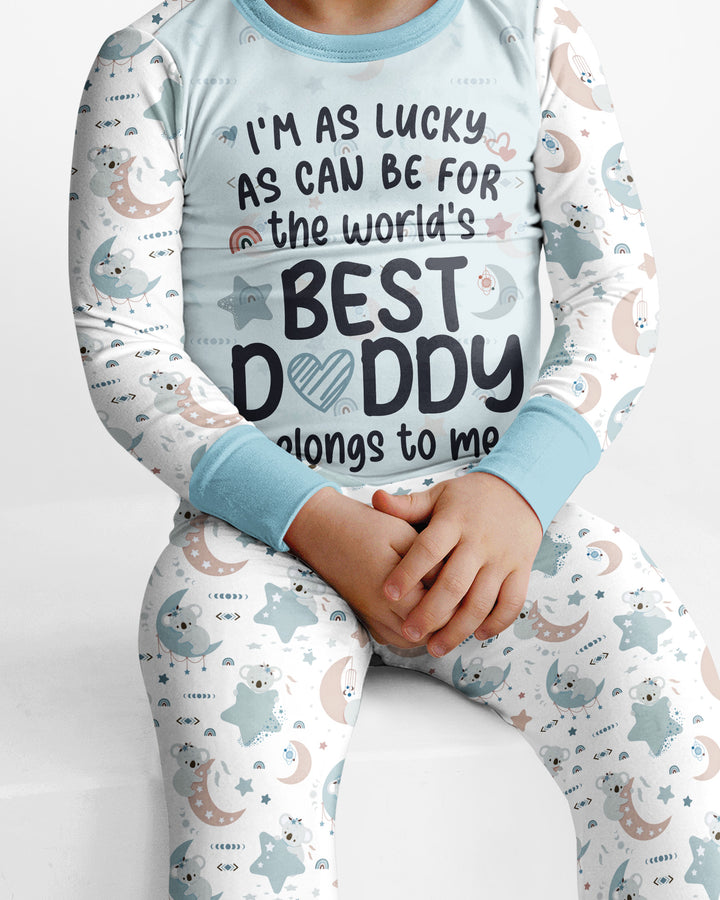 The World's Best Daddy Belongs To Me Bamboo Two Piece Long Sleeve Pajama Set