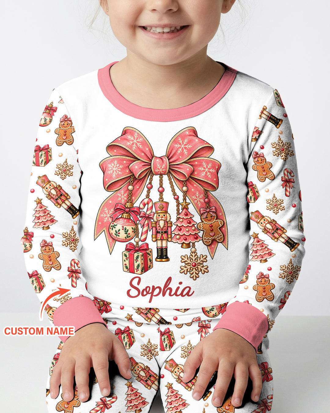Custom Name Nutcracker The Bow Bamboo Two Piece Long Sleeve Pajama Set