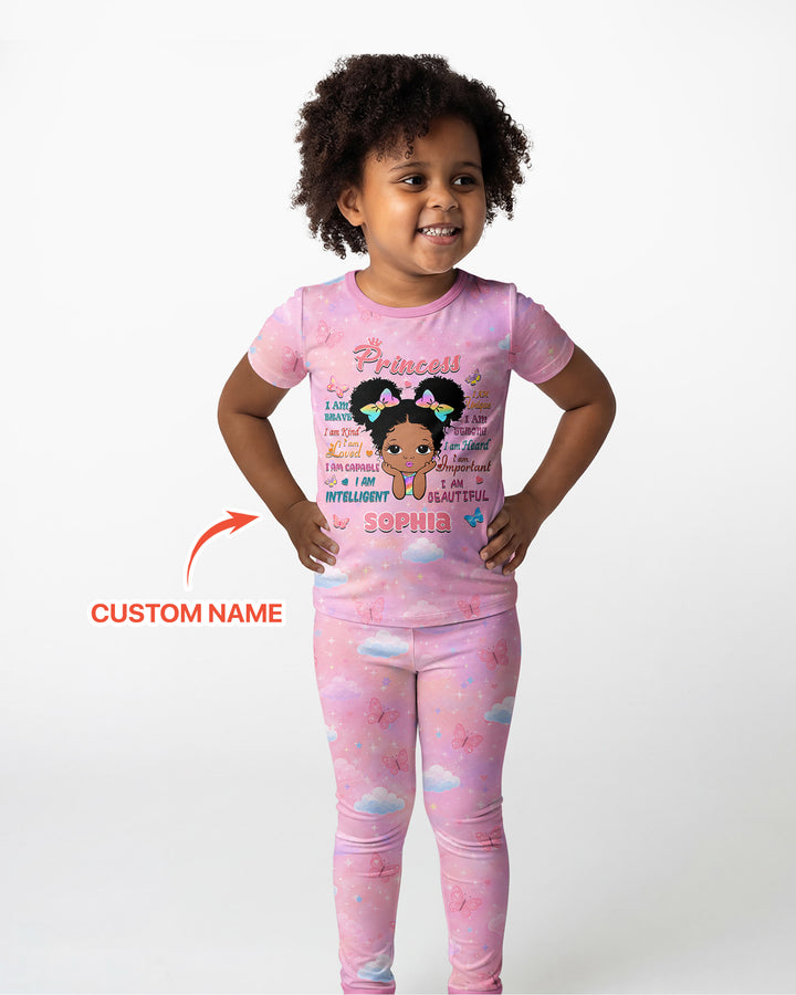 Black Princess I Am Beautiful Bamboo Two Piece Short Sleeve Pajama Set