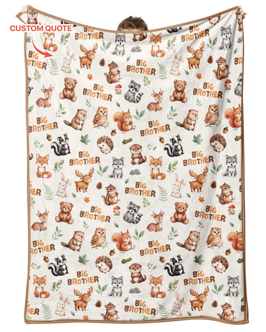 Custom Quote Woodland Animal Matching Sibling Bamboo Blanket