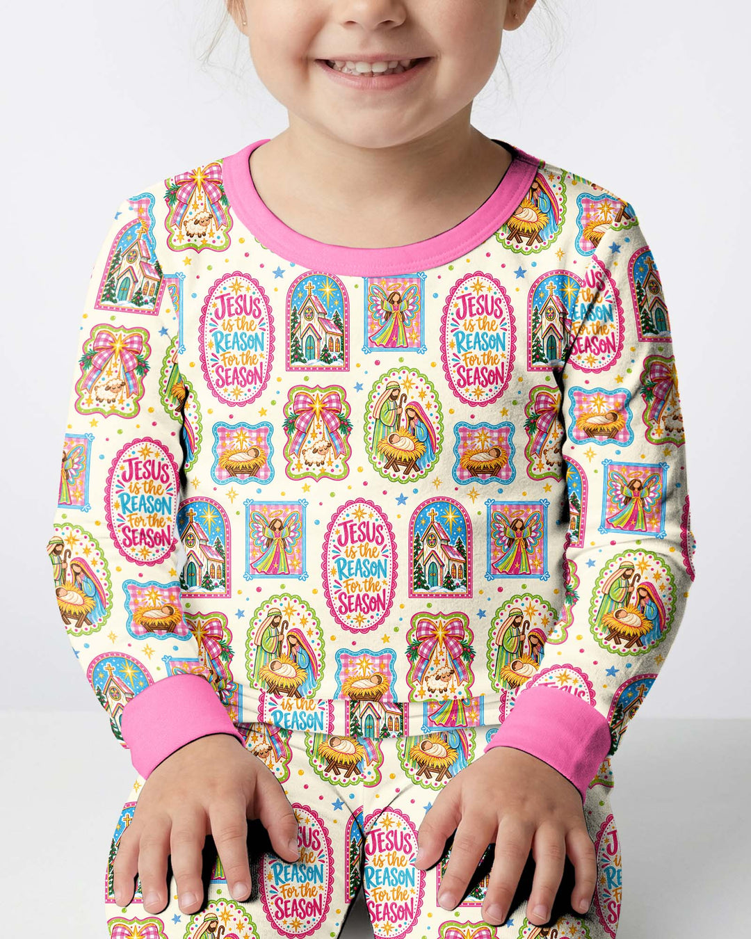 Nativity Jesus Is The Reason Bamboo Two Piece Long Sleeve Pajama Set