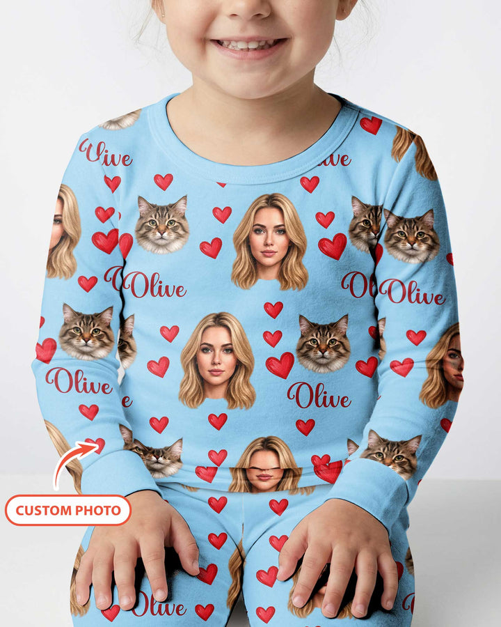 Custom Face Family Matching Bamboo Two Piece Long Sleeve Pajama Set