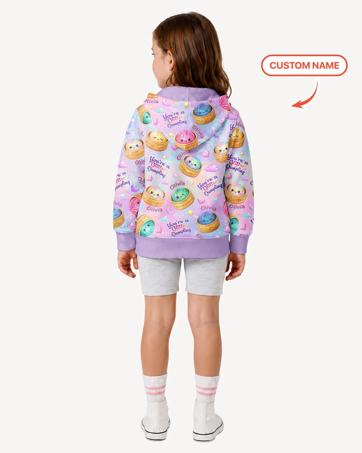 Custom Name You're A Glitter Dumpling Bamboo Zip Hoodie