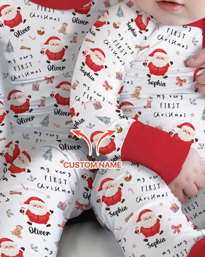 Custom Name My Very First Christmas Santa  Bamboo Convertible Zippy