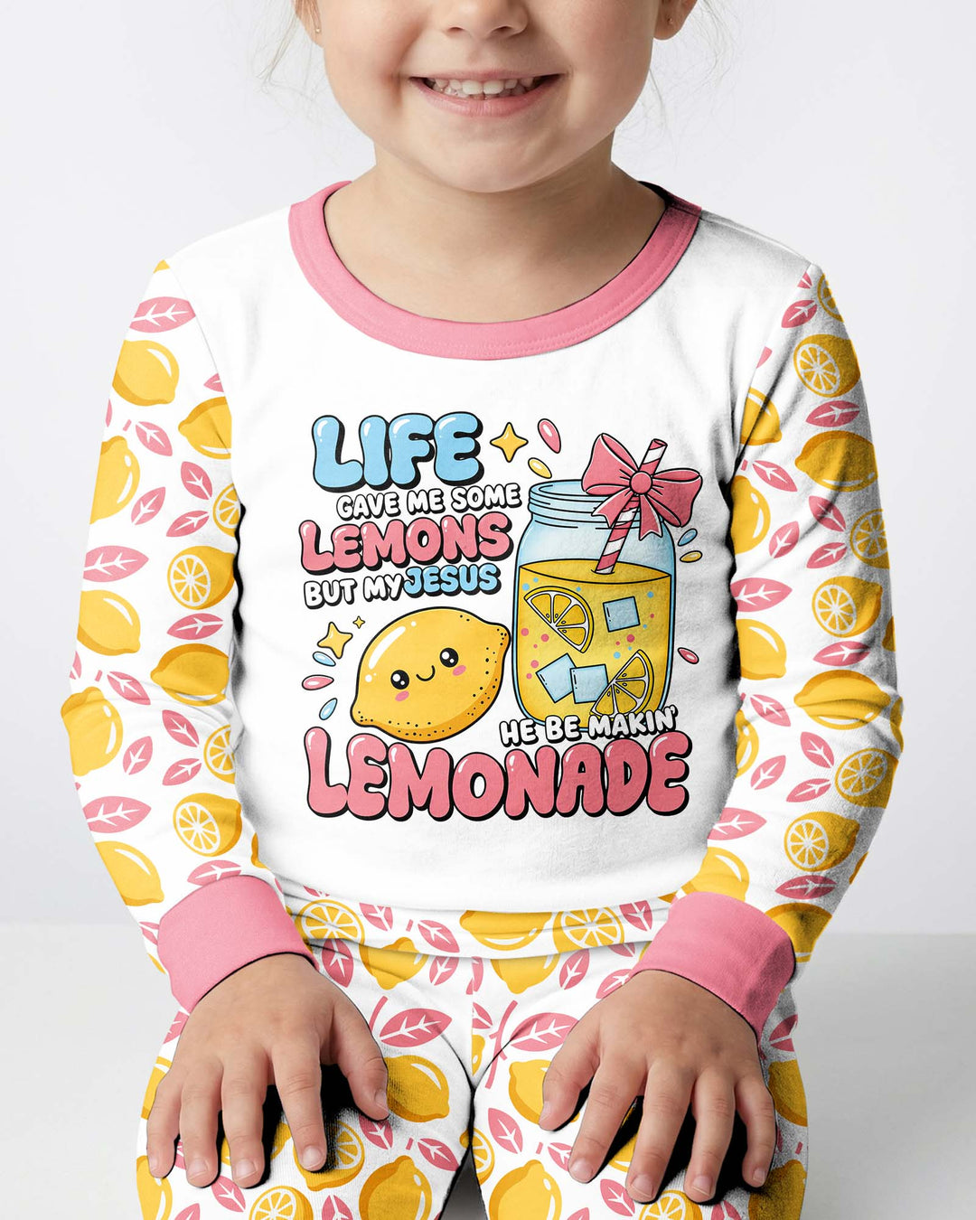 Inspired Life Gave Me Lemons Bamboo Two Piece Long Sleeve Pajama Set